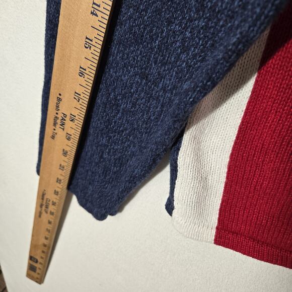 VTG Tiara International Cardigan Sweater sz L Red White Blue Zip Front Patriotic - Picture 12 of 13